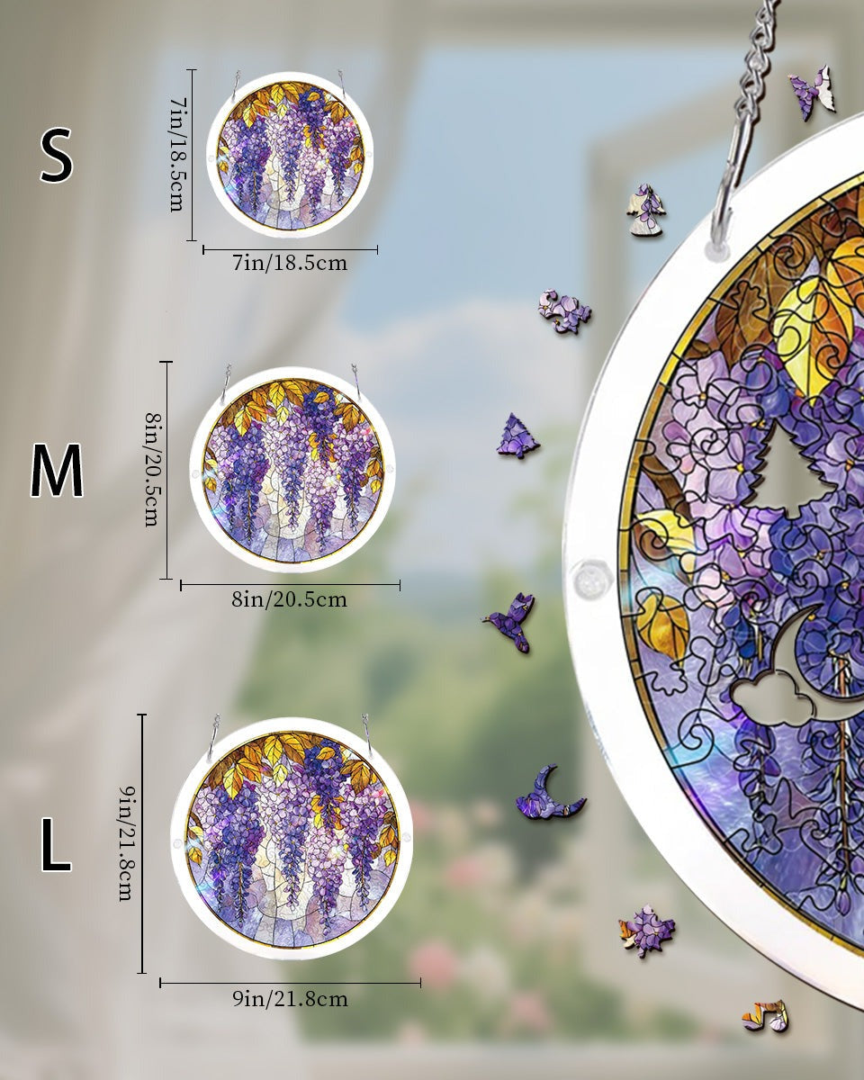 Acrylic Jigsaw Puzzle Suncatcher - Wisteria in Glasslight