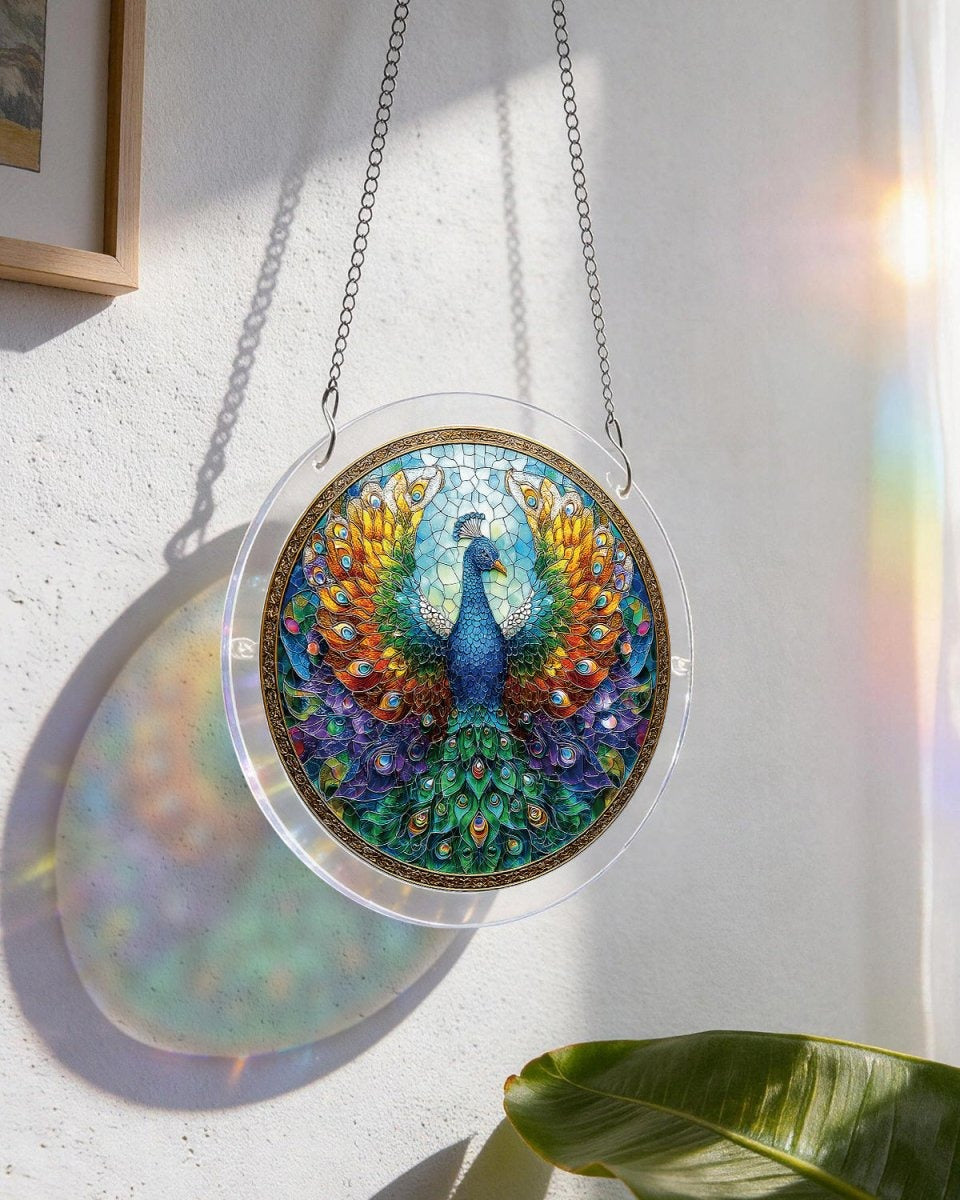 Acrylic Jigsaw Puzzle Suncatcher - Peacock of Radiance