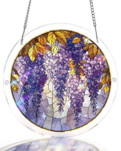 Acrylic Jigsaw Puzzle Suncatcher - Wisteria in Glasslight