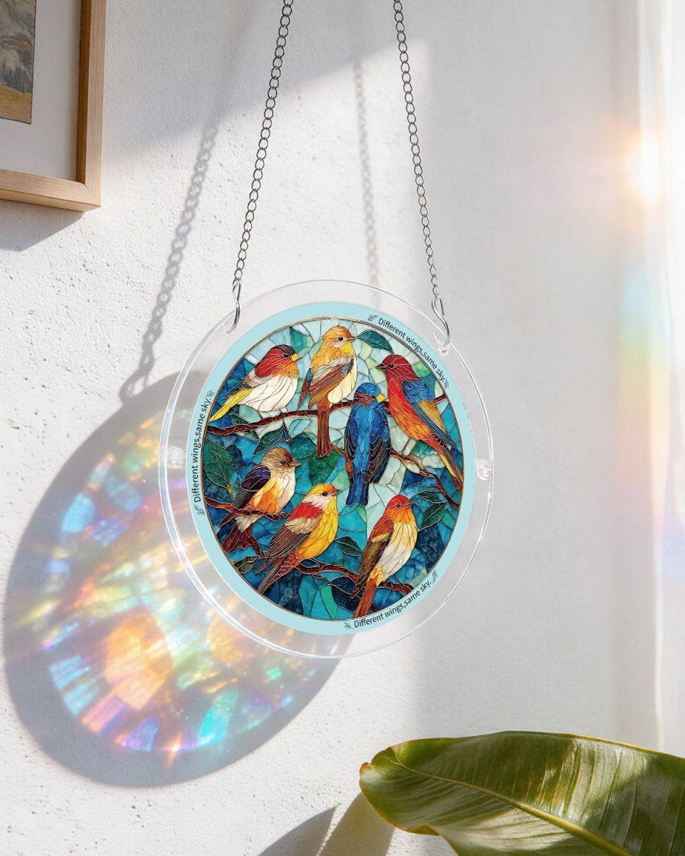 Acrylic Jigsaw Puzzle Suncatcher - Glowing Feather Haven